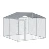 Large Outdoor Dog Kennel, 98x98x77, Metal Playpen with Lock, Mesh Sidewalls, Weatherproof Cover, Black