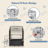 Dog Crate, 30 Inch Medium Folding Metal Wire Pet Single Door Dog Cage with Divider Panel and Plastic Leak-Proof Pan Tray