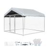 Outdoor Dog Kennel, 6.56 x 6.56 x 5.25 ft Large Dog Kennel with Secure Lock, Outside Dogs Enclosures with UV-Resistant & Waterproof Roof Cover