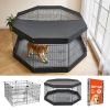 Dog Playpen 30 Inch 8 Panels Exercise Pen with Top Cover & Bottom Pad, Indoor Foldable Metal Pet Fence with Door