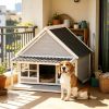 Outdoor Wooden Dog House with Porch Tilt Roof Front Door And Windows for Medium to Large Dogs Durable Shelter with Comfort Features