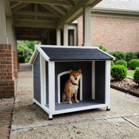 Outdoor Dog House, Weatherproof Wooden Dog Shelter with Asphalt Roof, Raised Floor Design, Easy Assembly, for Small to Medium Dogs