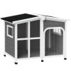 Cabin-Style Wooden Dog House for Large Dogs with Openable Roof & Giant Window,Gray