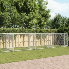 Dog Cage with Doors Gray 32.8'x6.6'x4.9'Galvanized Steel
