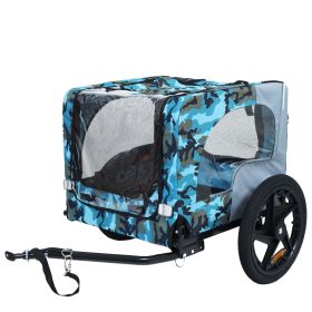 Outdoor Heavy Duty Collapsible Pet Bike Trailer with 16-Inch All-Terrain Wheels & Universal Hitch – Foldable Dog/Cargo Carrier Cart for Bicycles, blue