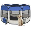 Dog Playpen Blue and Cream Polyester, Steel 43.3 x 43.3 x 22.8 in
