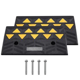 Rubber Curb Ramp 2 Pack, 5" Rise Height Heavy-Duty 33069 lbs/15 T Capacity Threshold Ramps, Driveway Ramps with Stable Grid Structure for Cars