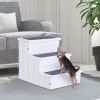 3 Step Wooden Carpeted Non Slip Pet Stairs Ramp for Cats and Small Dogs - White