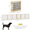 Wooden Pet Gate, 6-Panel Folding Dog Safety Barrier with Support Feet for Small & Medium Dogs, Natural Wood