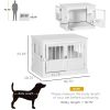Wooden Dog Crate End Table, White, Triple Doors, Steel Tubes, for Small Dogs