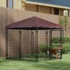 Outdoor Dog Kennel 4.6x5 with Waterproof Canopy and Large Door Silver