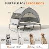 Elevated Dog Bed with Removable Canopy, Portable Outside Raised Pet Cot with Cooling Pad, Storage Bag, 42" x 30" x 37"