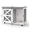 47.2" Mobile Dog Crate with Flip-Top Feeding Door, Dual-Access & 5 Caster System (2 Locking), Side Hooks - Multi-Functional Pet Kennel