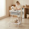 Dog Bath Tub Dog Washing Station, Elevated Foldable Dog Bathtub with Hose, Storage Shelf, for Small Dogs Puppies Gray