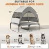 Elevated Dog Bed with Removable Canopy, Portable Outside Raised Pet Cot with Cooling Pad, Storage Bag, 36" x 29.5" x 35"