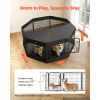 Dog Playpen 24 Inch 8 Panels Heavy Duty with Top Cover & Bottom Pad, Indoor Foldable Metal Exercise Pen Pet Fence with Door