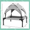 elevElevated Dog Bed with Canopy, Raised Outdoor Pet Bed for Camping with Washable Breathable Mesh, 30" x 24" x 27"
