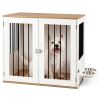 Furniture Style Dog Crate with 360° Rotating Feeder & 304 Stainless Steel Bowls, Double Locking Indoor Dog Kennel