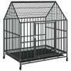 Dog Cage with Wheels Black Galvanised Steel