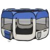 Dog Playpen Blue and Cream Polyester, Steel 43.3 x 43.3 x 22.8 in