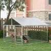6.6' x 6.6' x 4.9' Dog Kennel Outdoor for Small Medium Dogs with Waterproof Roof, Silver