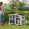 Cabin-Style Wooden Dog House for Large Dogs with Openable Roof & Giant Window,Gray