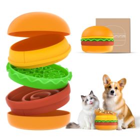 5-in-1 Burger Pet Bowls Set - Tilted Bowl, Elevated Bowl, Slow Feeder, Lick Mat, Non-slip Bowl for Dog & Cat(Carrier: USPS GOFO UniUni)