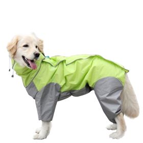 A Raincoat for all small and large dogs; Pet raincoat Medium large dog Golden hair Samo Alaska waterproof four foot raincoat Dog hooded raincoat (colour: Red, size: 12)