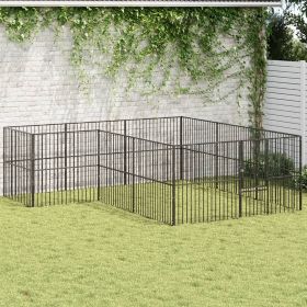Dog Playpen Black Galvanized Steel Large Durable Dog Playpen (Color: Black)