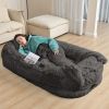 Human Dog Bed, 71"x45"x12" Size Fits You and Pets, Non-removeable Cover, Washable Faux Fur Dog Bed for People Doze Off, Napping Orthopedic Dog Bed
