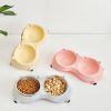 Macaron Pink Dual Stainless Steel Pet Bowls, 600ml Each, Non-Slip, Dishwasher Safe for Small-Medium Pets